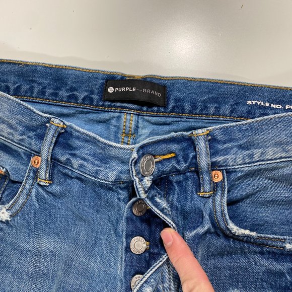 Purple Brand P-003 - Indigo Vintage Distressed crop mens size 32x23 - Picture 3 of 9